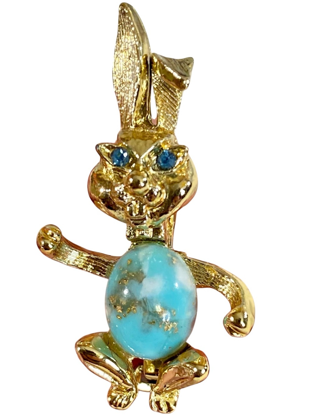 Vintage Jelly Belly Style Bunny Rabbit Pin Whimsical Playful Unique Jewelry